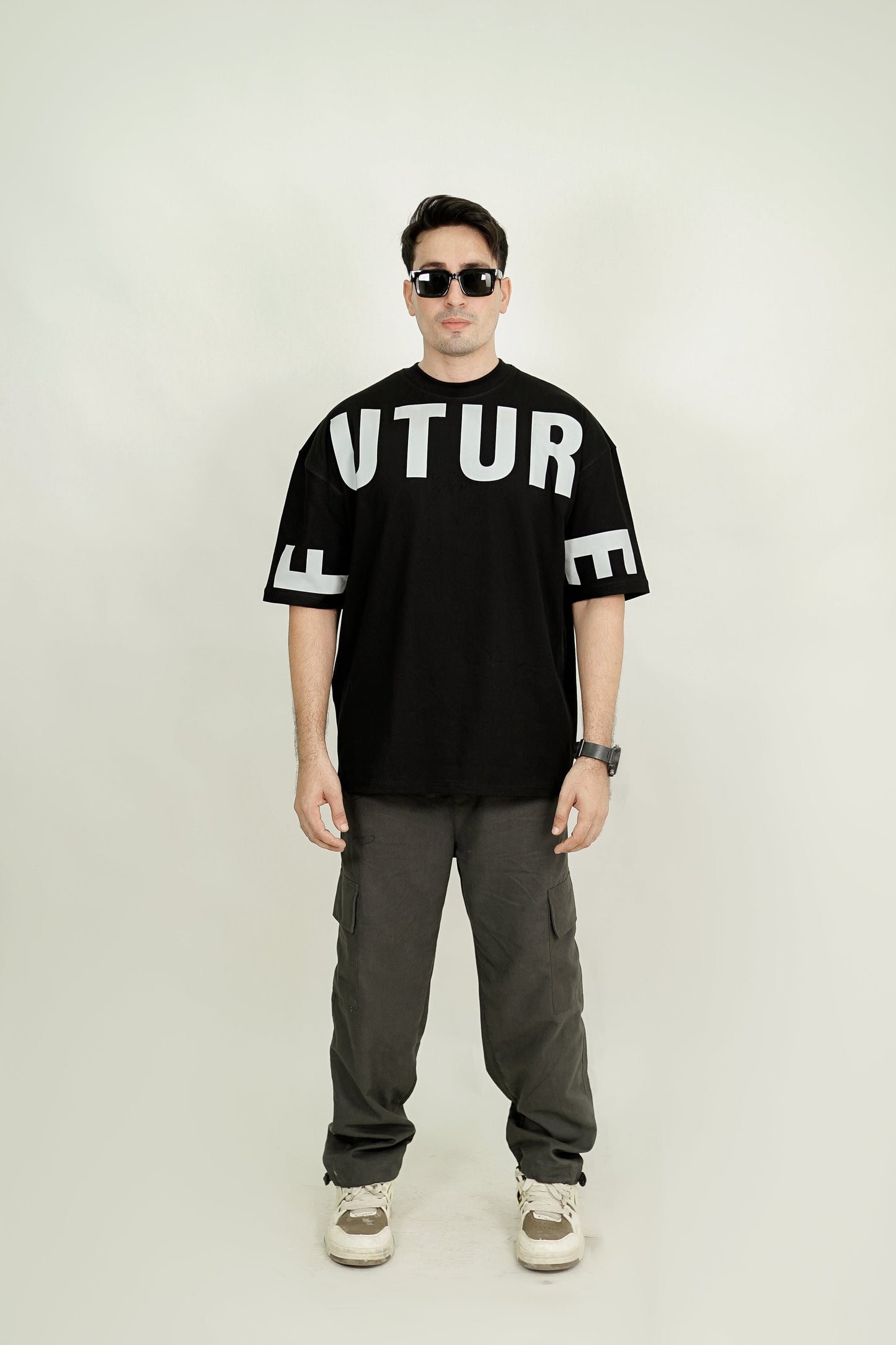 Black Neon Reflector Oversized Tee