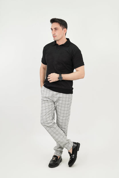 – Black Textured Polo –