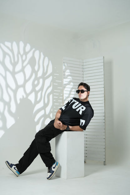 Black Neon Reflector Oversized Tee
