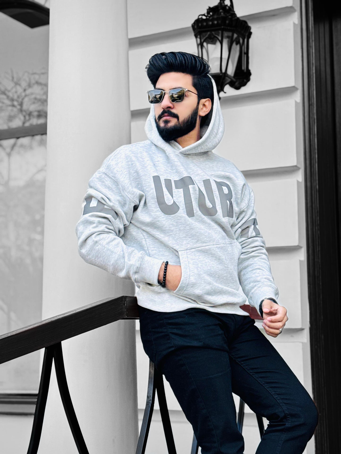 Heather Grey Oversized Reflector Hoodie