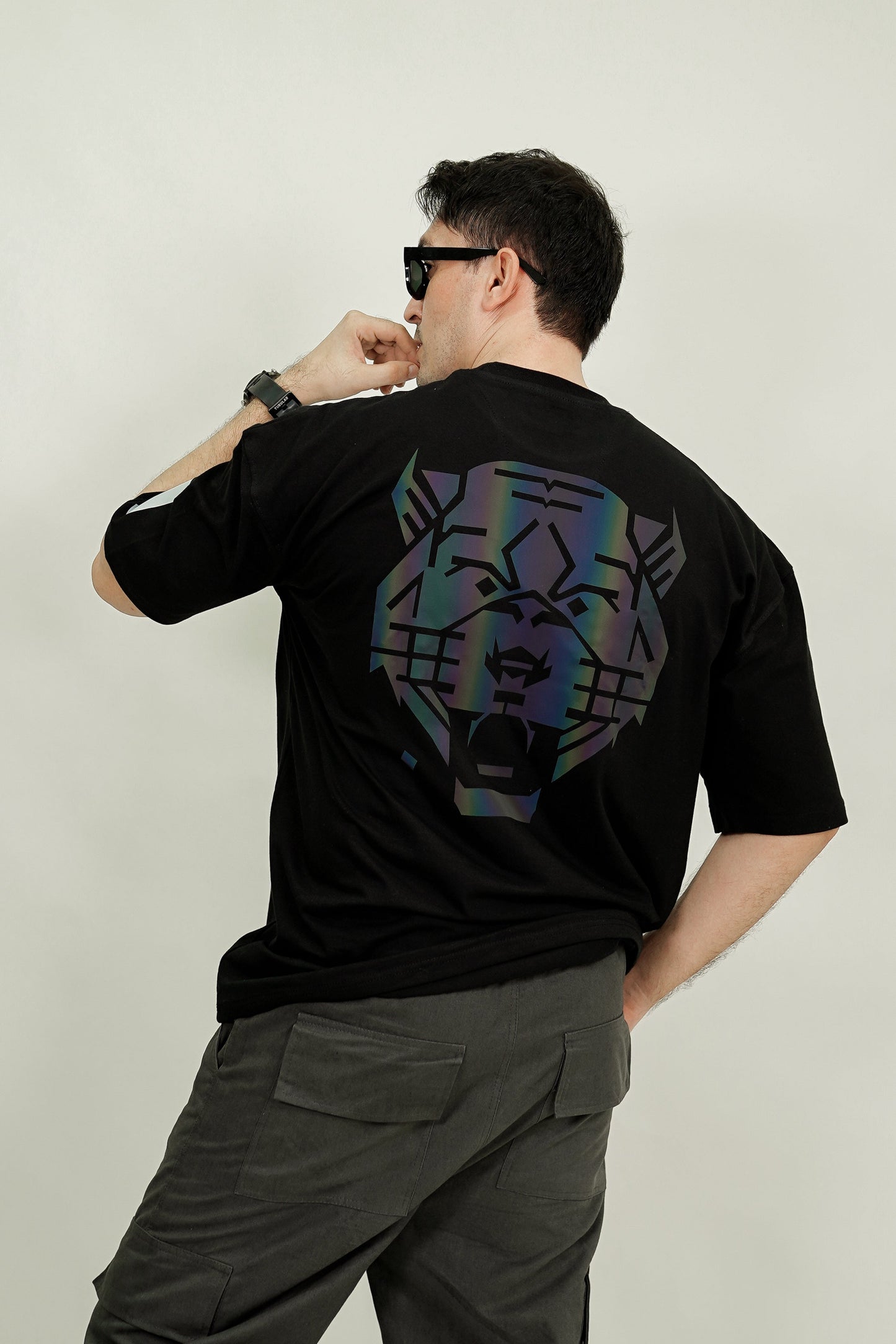 Black Neon Reflector Oversized Tee