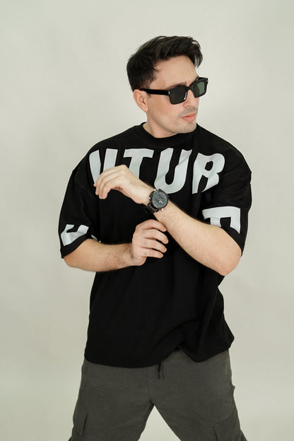 Black Neon Reflector Oversized Tee